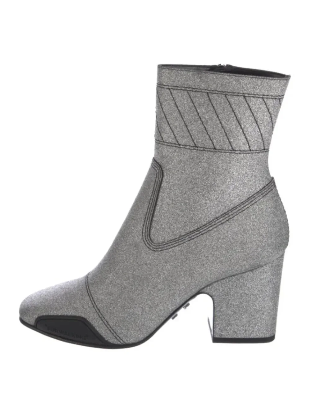 Off-White 2019 Glitter Sock Boots Silver Metallic Size 36 / US 6